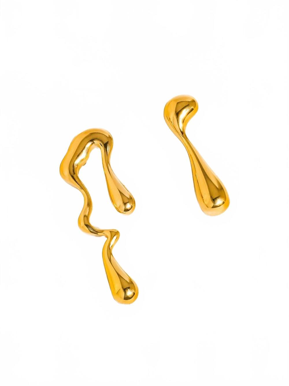 NEW FLANERIE BY MAIQ women's roma non-tarnish mismatch melted earring in yellow - Picture 2 of 4